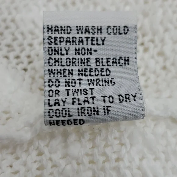 Habitat open knit sweater women's medium white textured cotton shell buttons - Picture 9 of 12